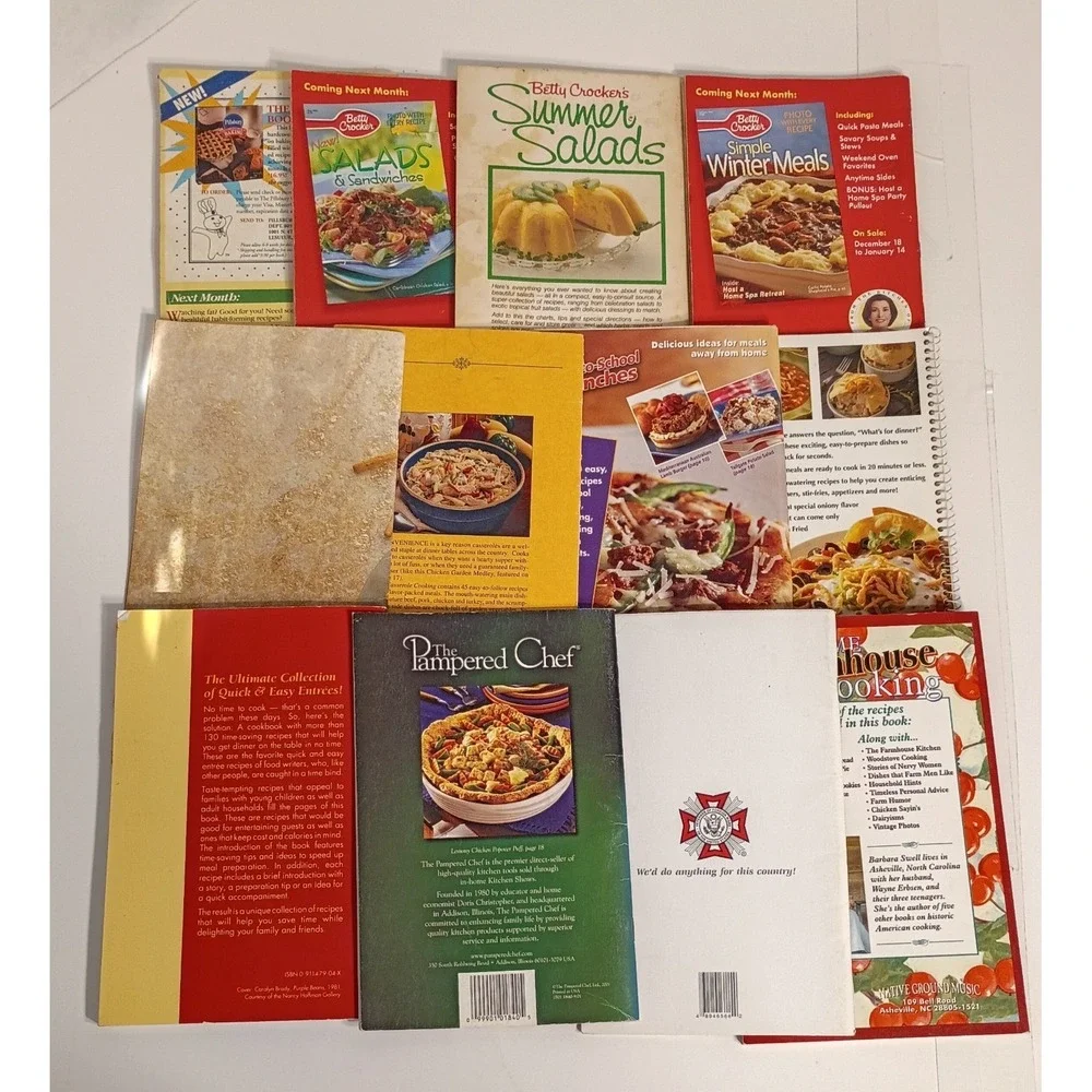 Lot of 12 Vintage Cook Books & Booklets, Recipes, Pillsbury and Betty Crocker
